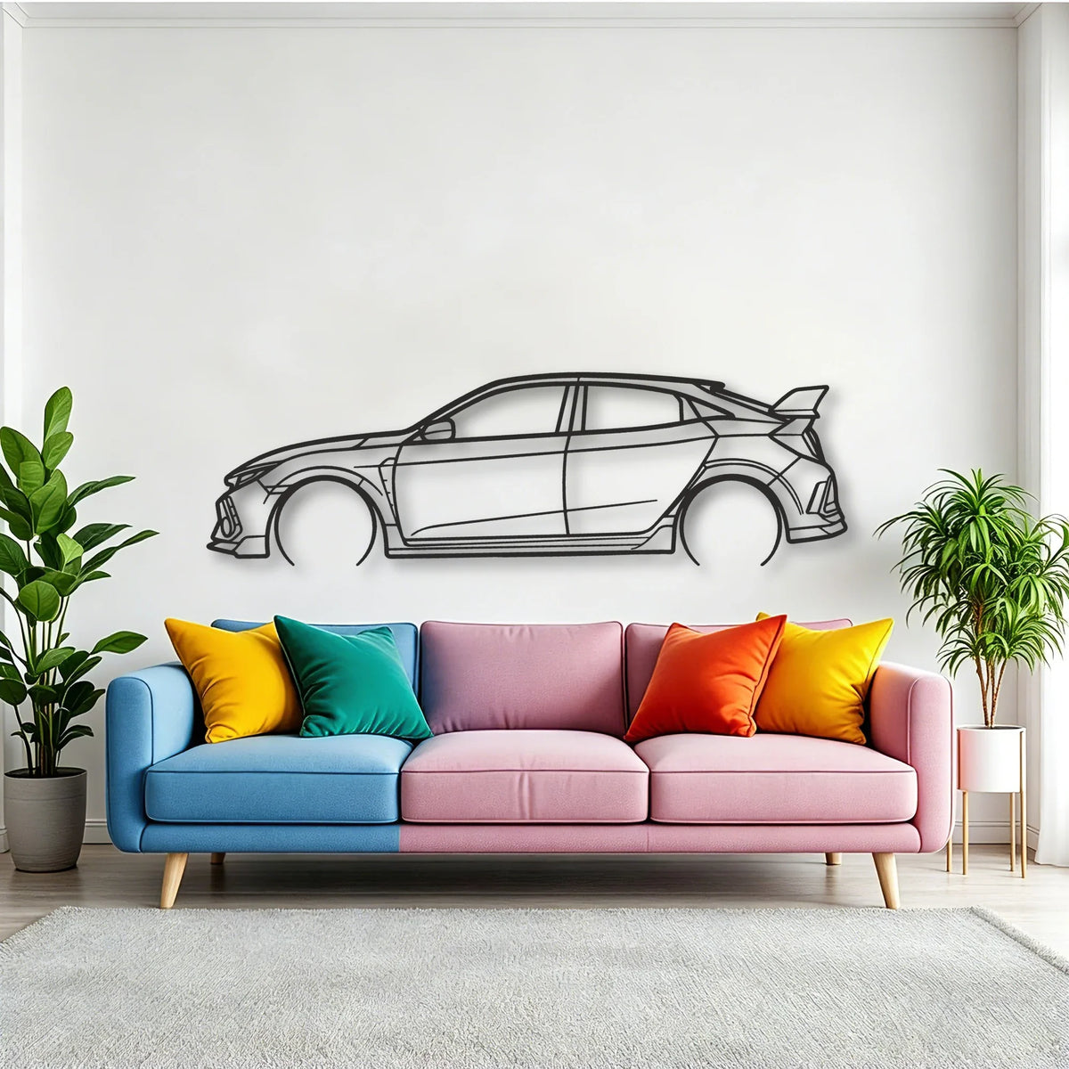 Honda Civic Typer Classic Silhouette Metal Wall Art - Tinvibe