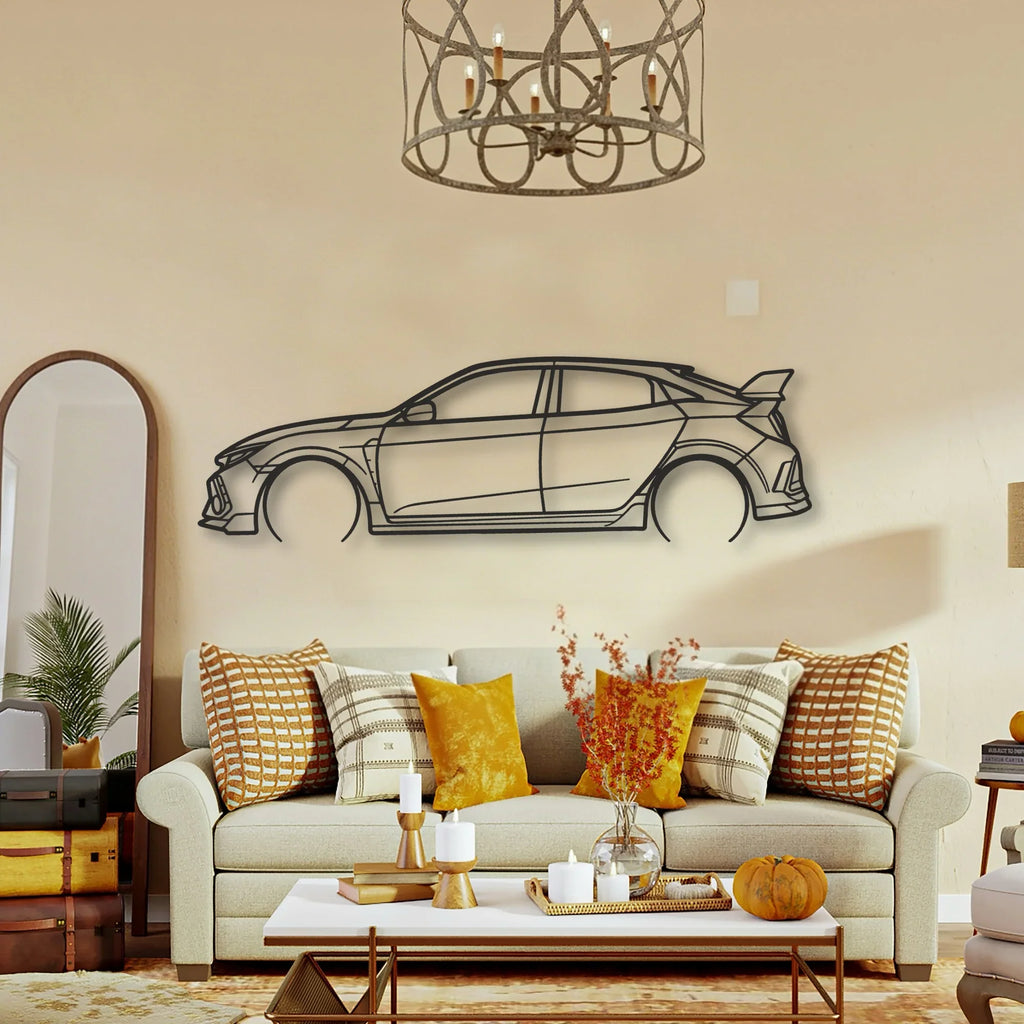 Honda Civic Typer Classic Silhouette Metal Wall Art - Tinvibe