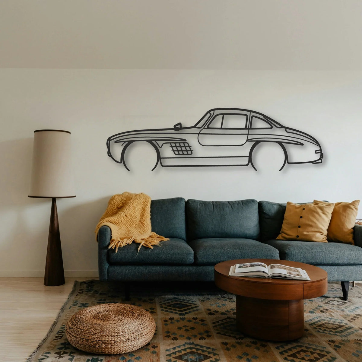 Mercedes 300 SL Classic Silhouette Metal Wall Art - Tinvibe