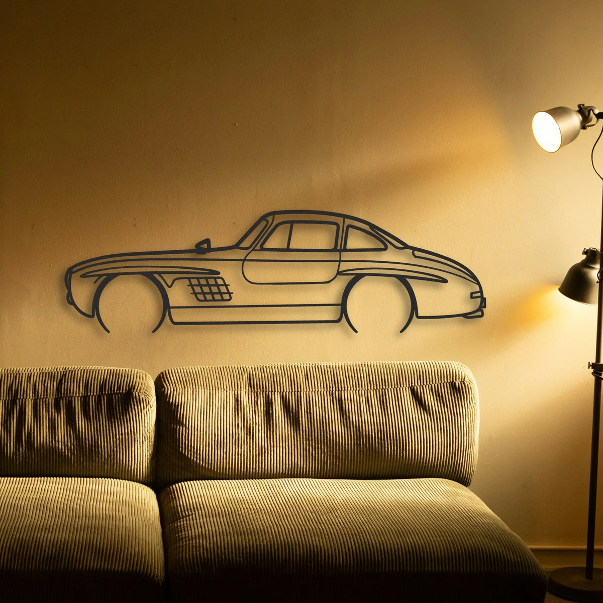 Mercedes 300 SL Classic Silhouette Metal Wall Art - Tinvibe