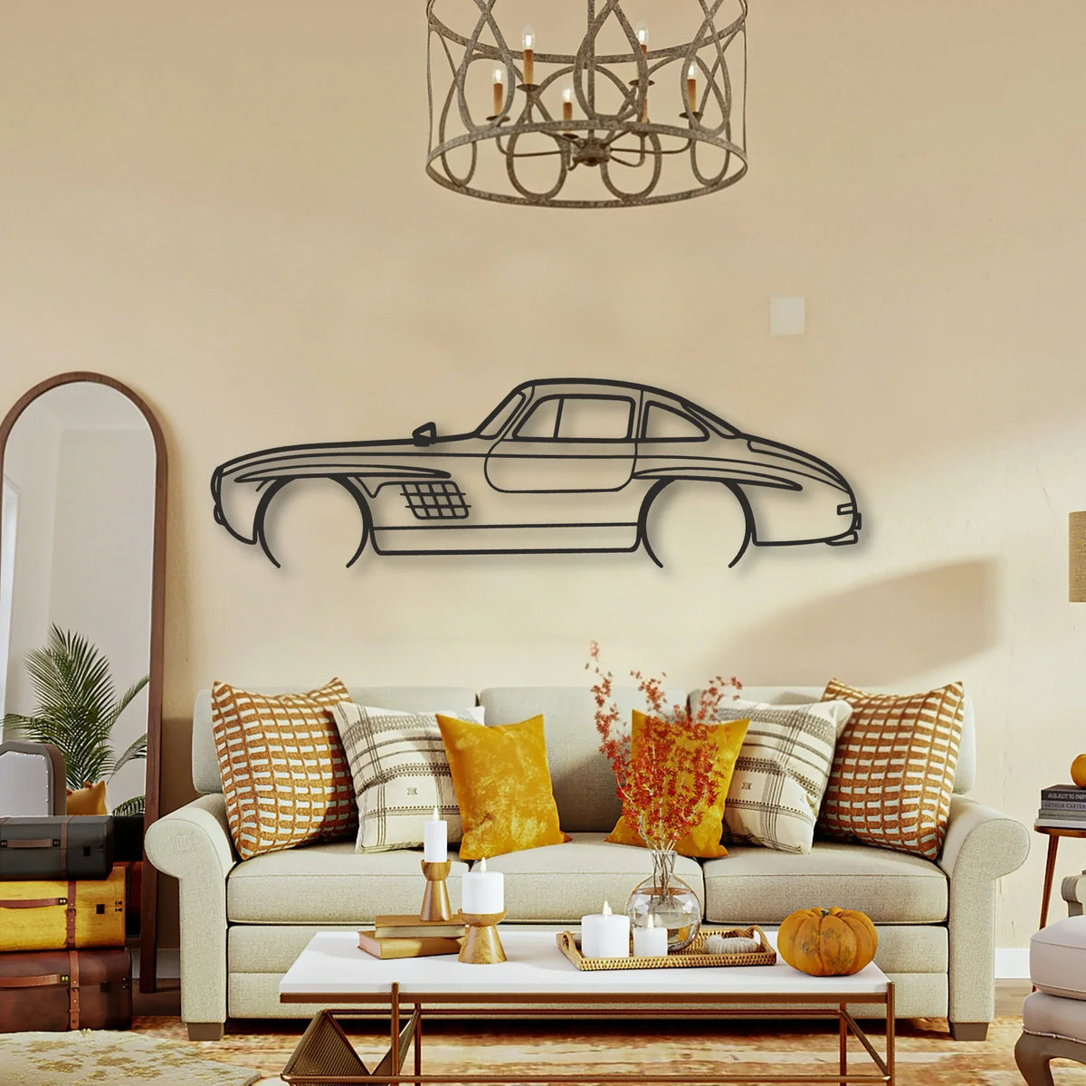 Mercedes 300 SL Classic Silhouette Metal Wall Art - Tinvibe