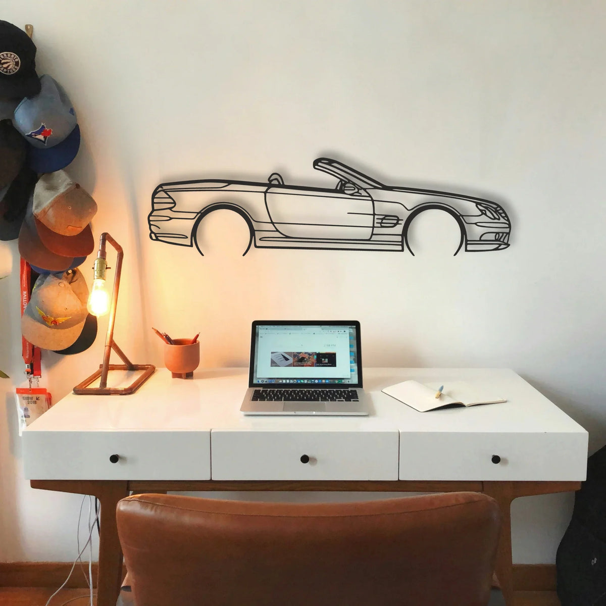 Mercedes SL55 R230 Classic Silhouette Metal Wall Art - Tinvibe