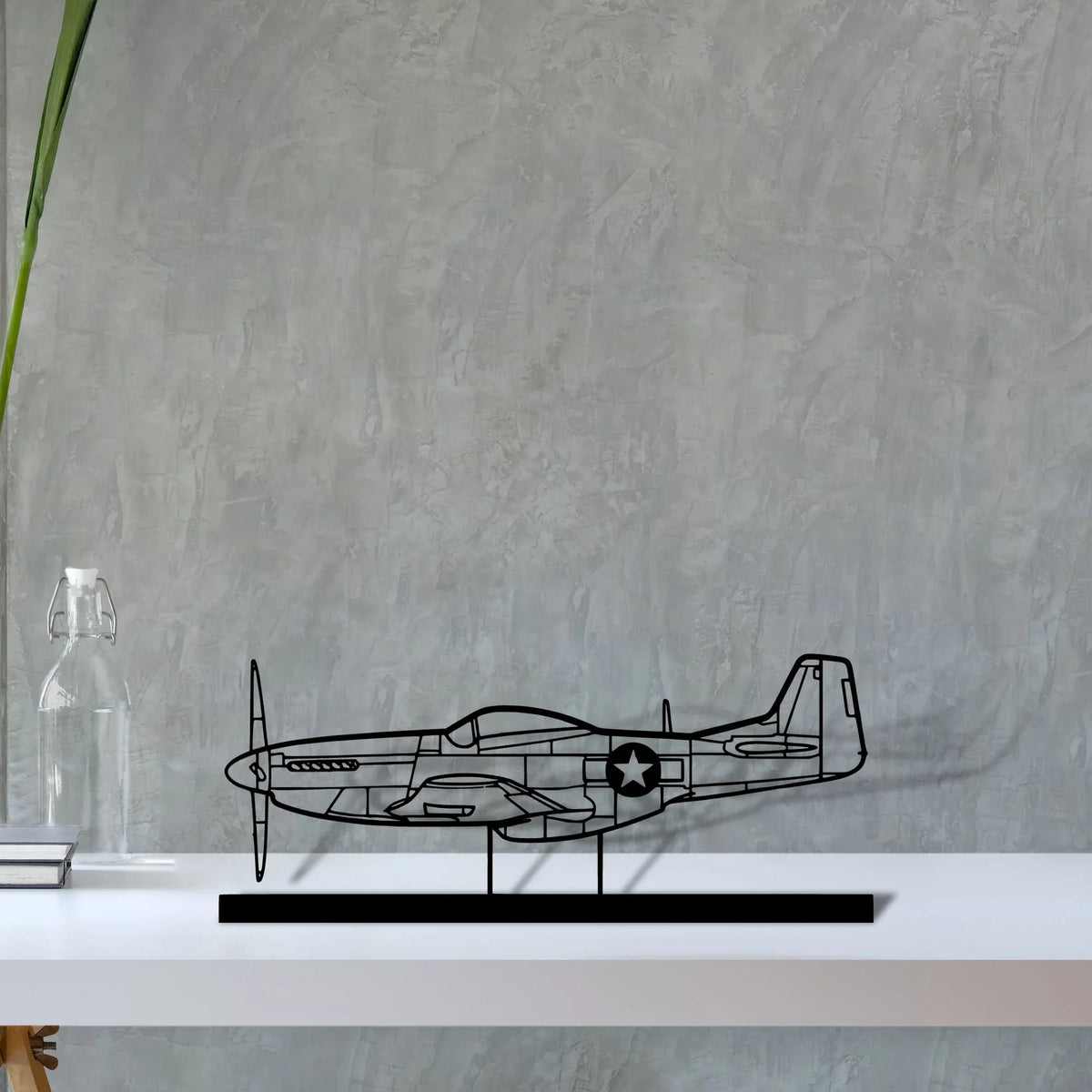 p-51-mustang-4 Silhouette Metal Art Stand - Tinvibe