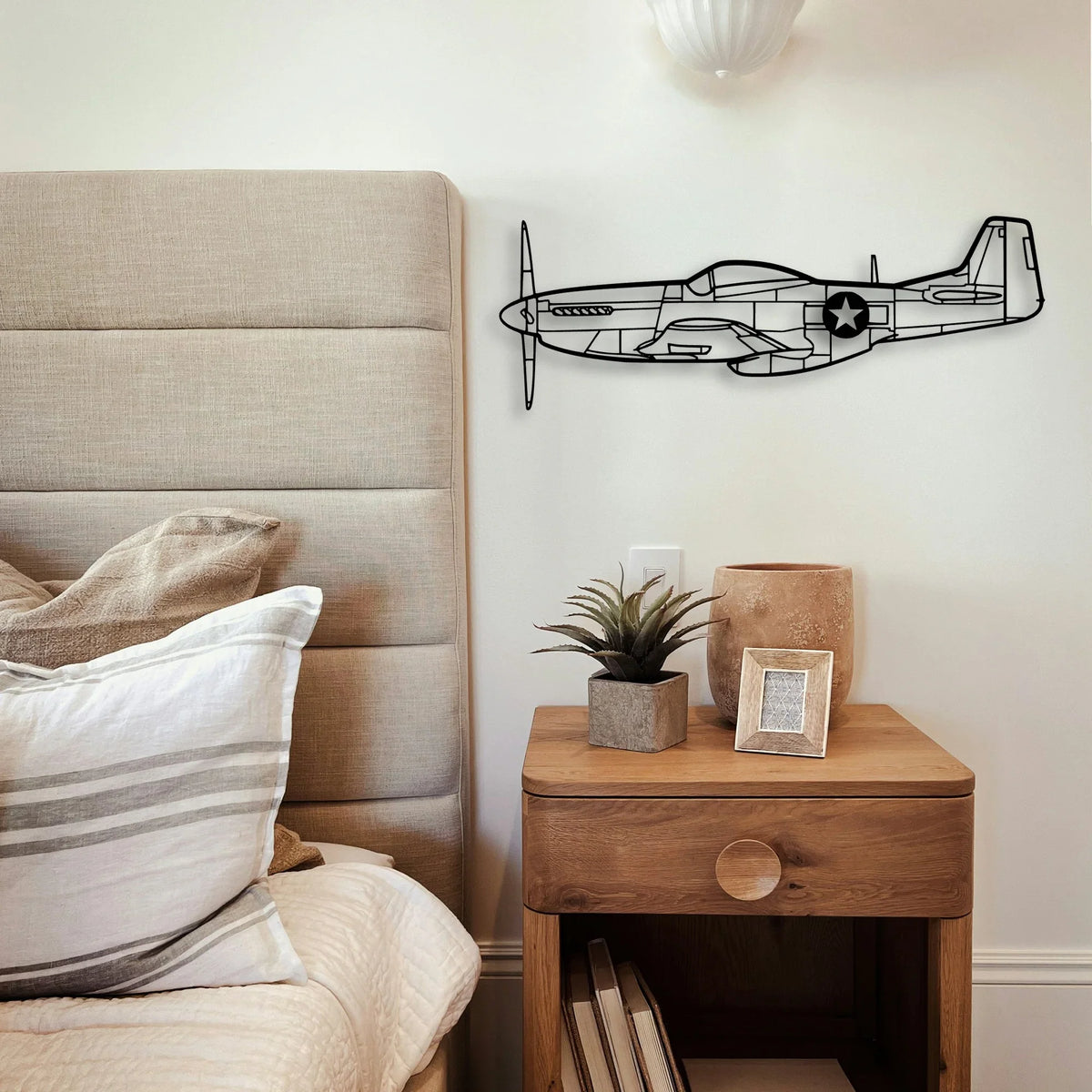 P51 Mustang Classic Aircraft Silhouette Metal Wall Art - Tinvibe