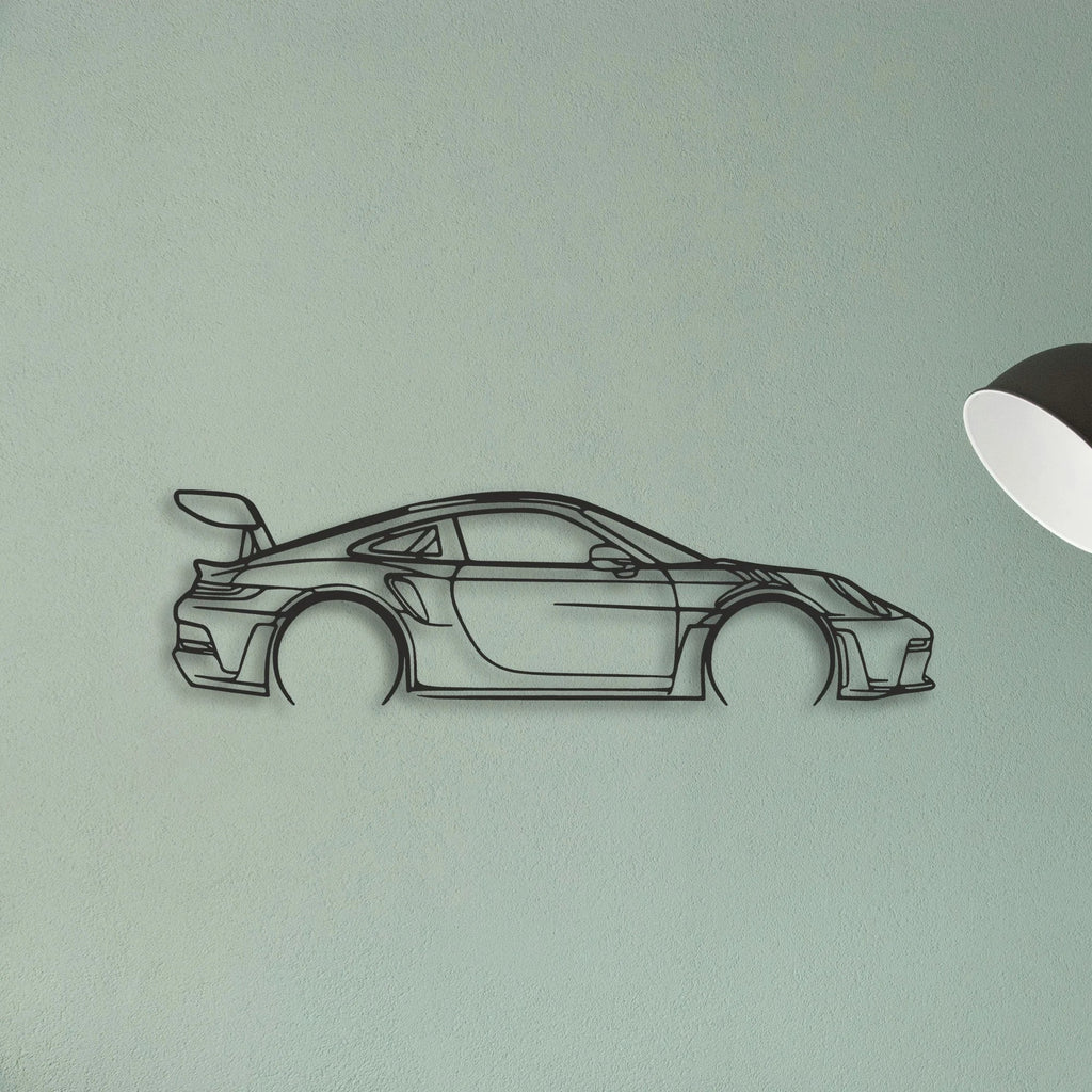 Porsche 911 GT3 RS 992 Classic Silhouette Metal Wall Art - Tinvibe