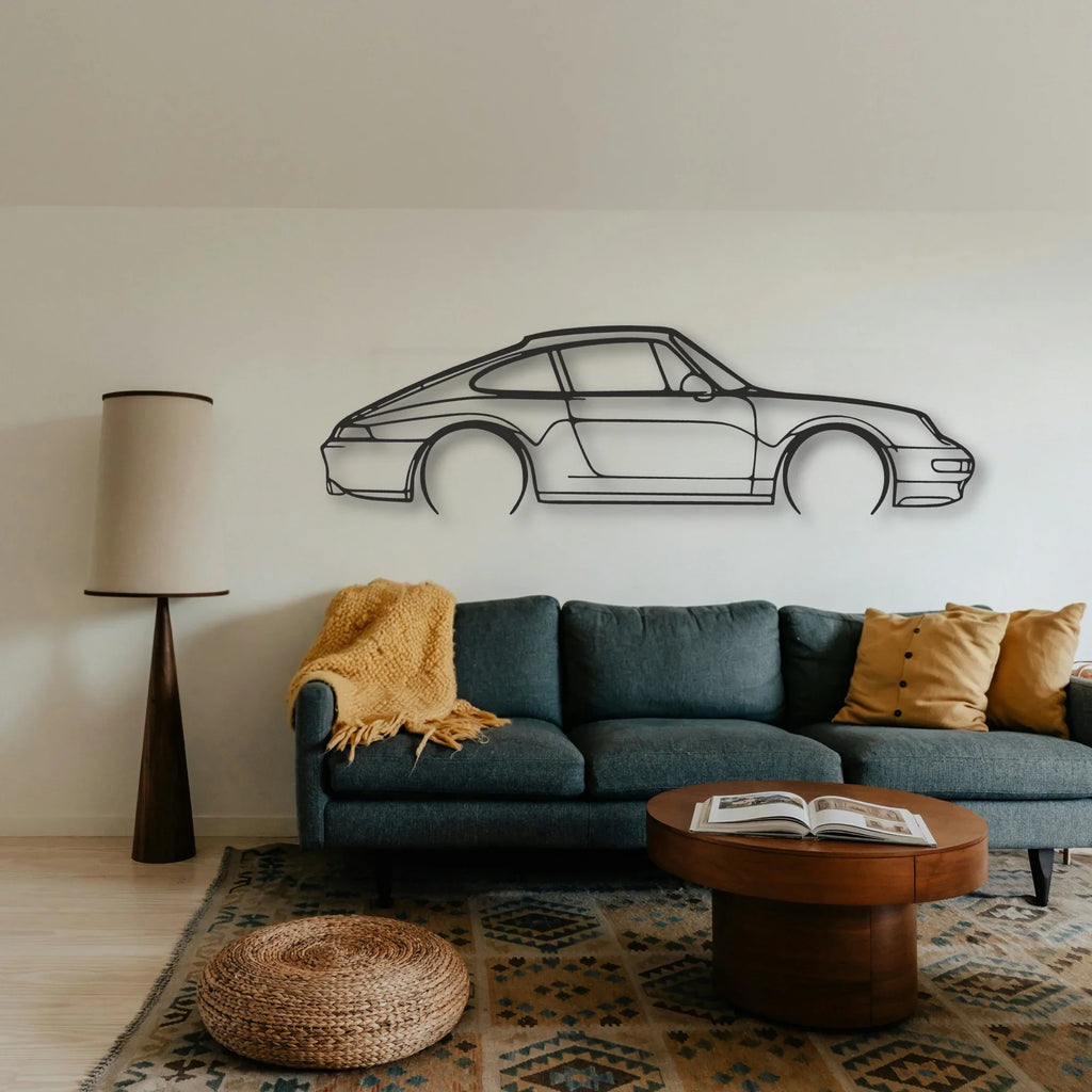 Porsche 911 Model 993 Classic Silhouette Metal Wall Art - Tinvibe