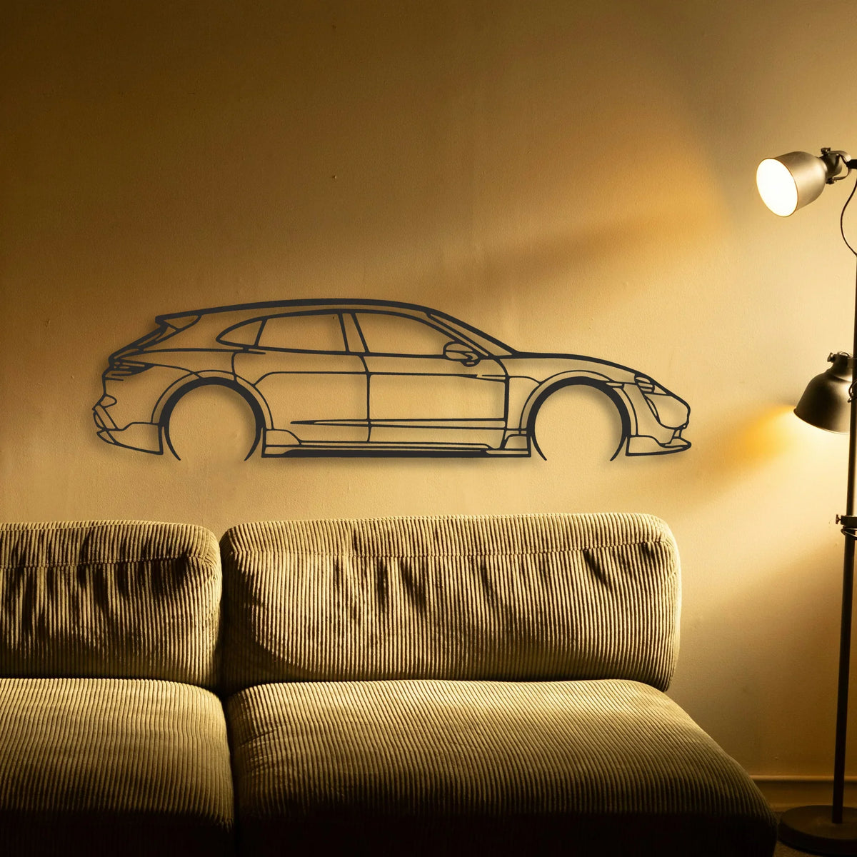 Porsche Taycan Turbo Cross Classic Silhouette Metal Wall Art - Tinvibe