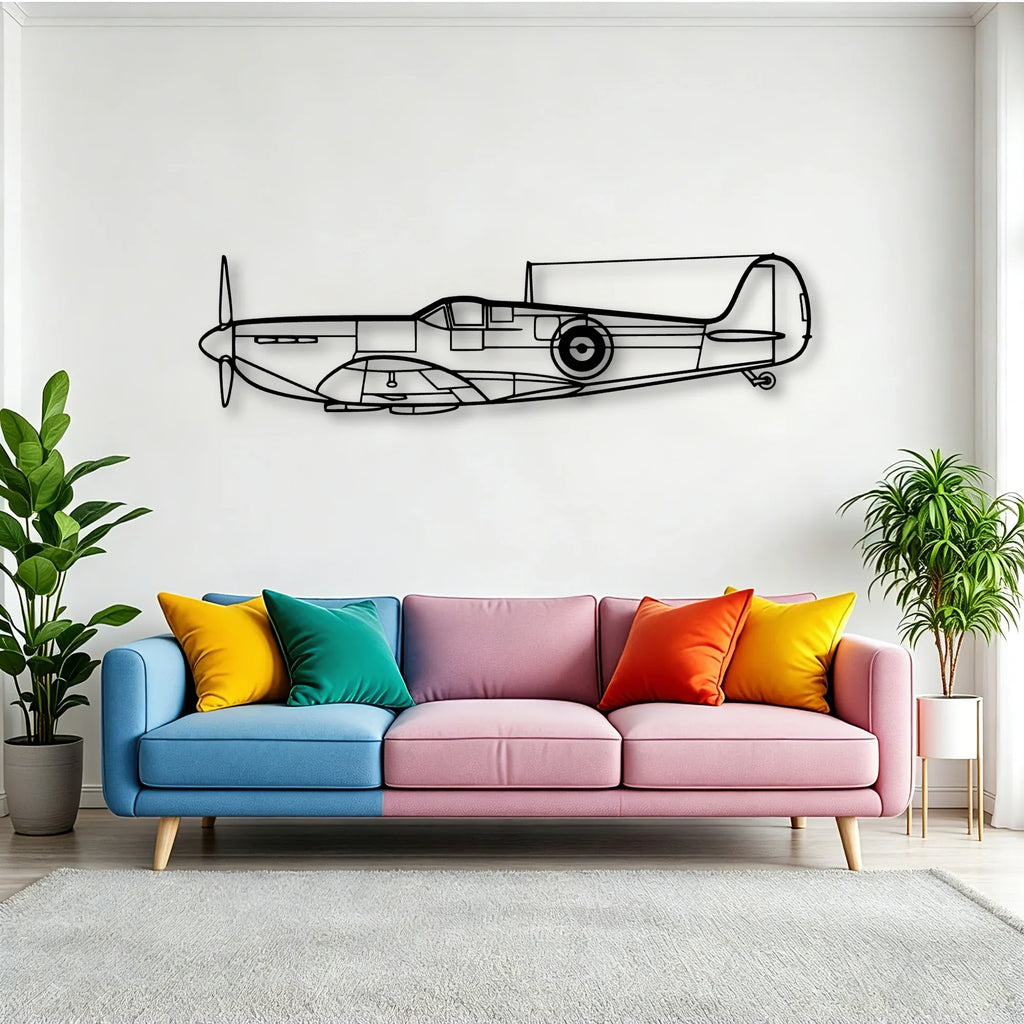 Spitfire Classic Aircraft Silhouette Metal Wall Art - Tinvibe