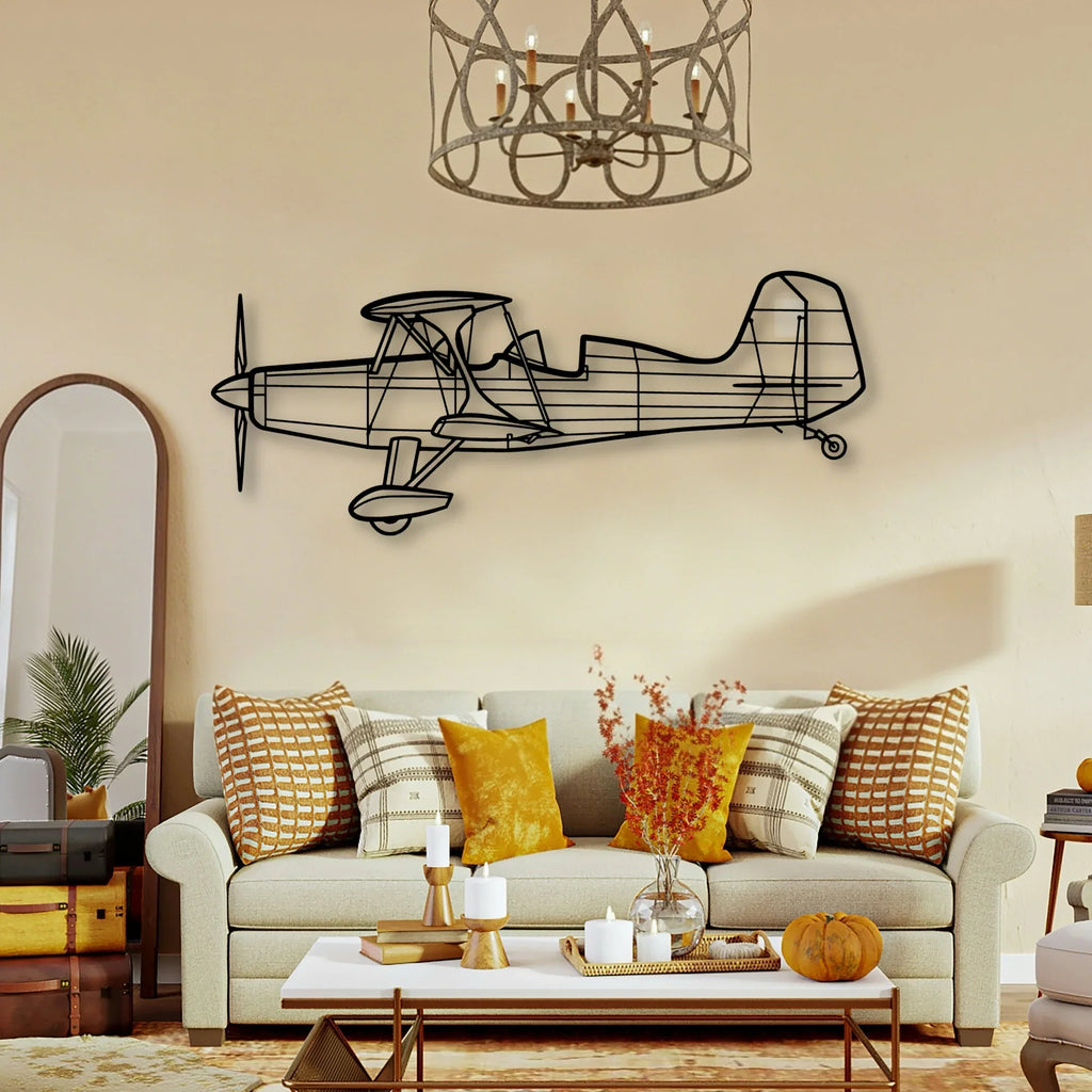 Starduster Too Classic Aircraft Silhouette Metal Wall Art - Tinvibe