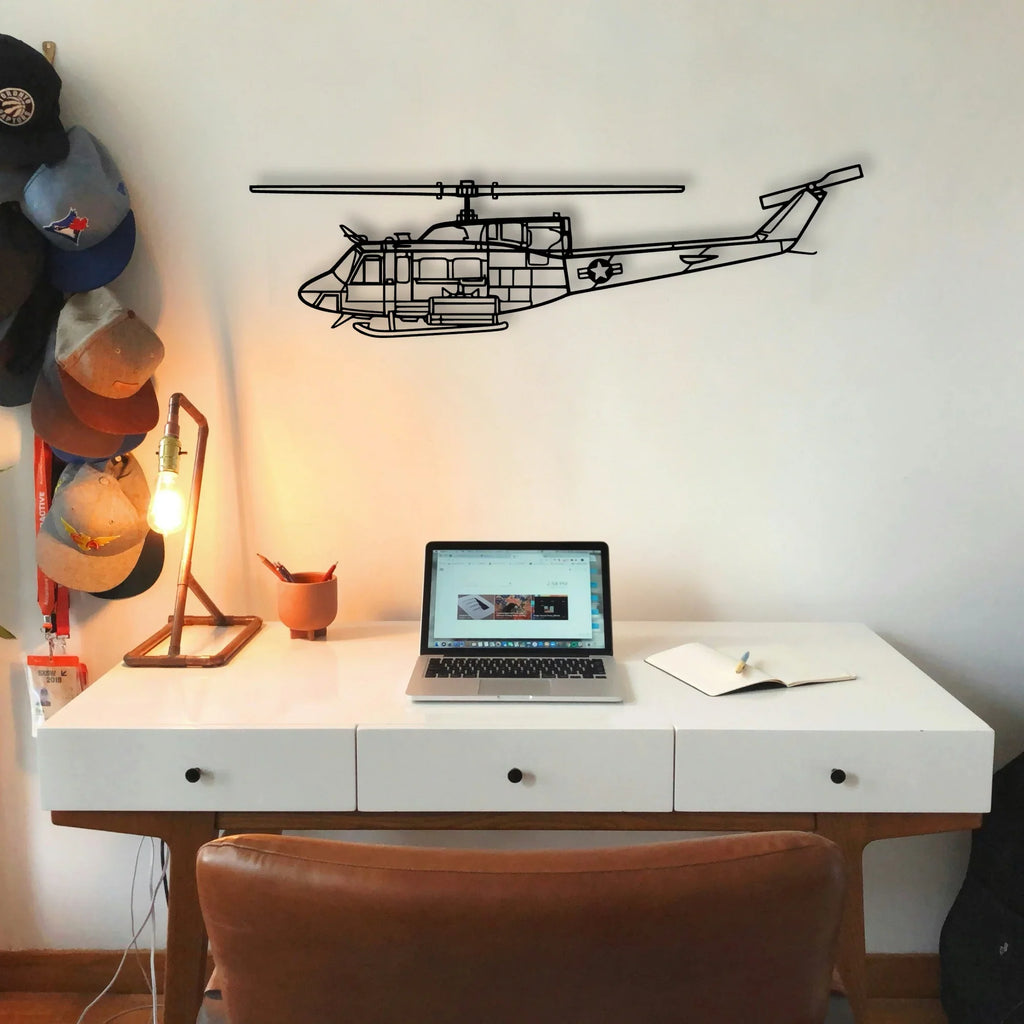 Uh 1N Huey Classic Aircraft Silhouette Metal Wall Art - Tinvibe