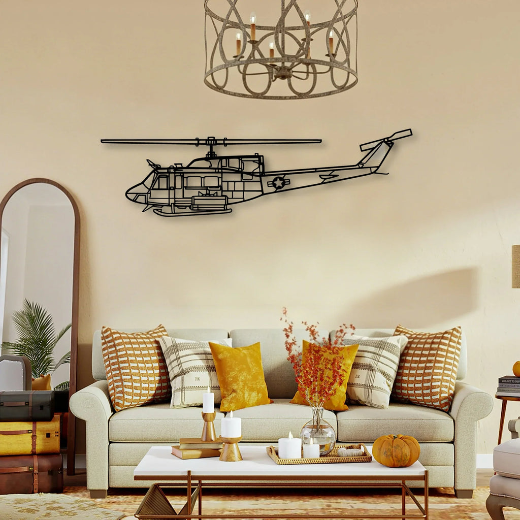 Uh 1N Huey Classic Aircraft Silhouette Metal Wall Art - Tinvibe